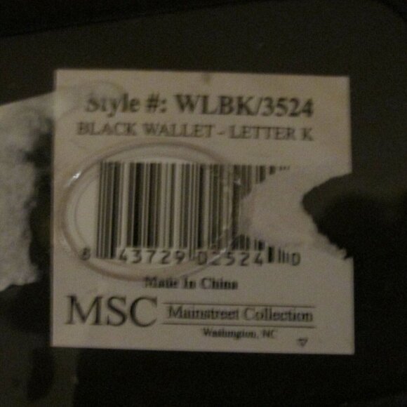 Initial Letter "K" Black Full Size Wallet with Magnetic Closure -NEW W TAGS! - Picture 3 of 5
